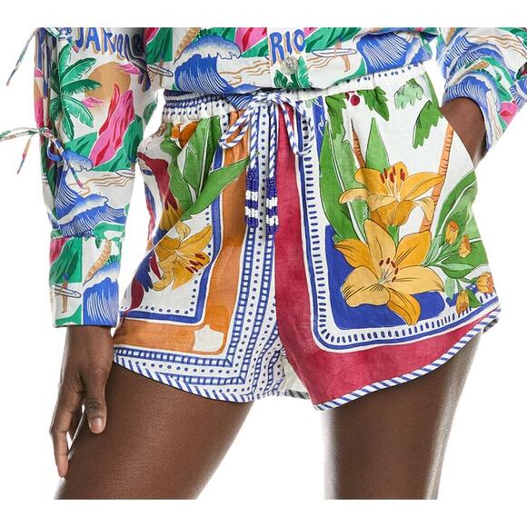 FARM Rio Pants - FARM Rio Tropical Destination Linen-Blend Short